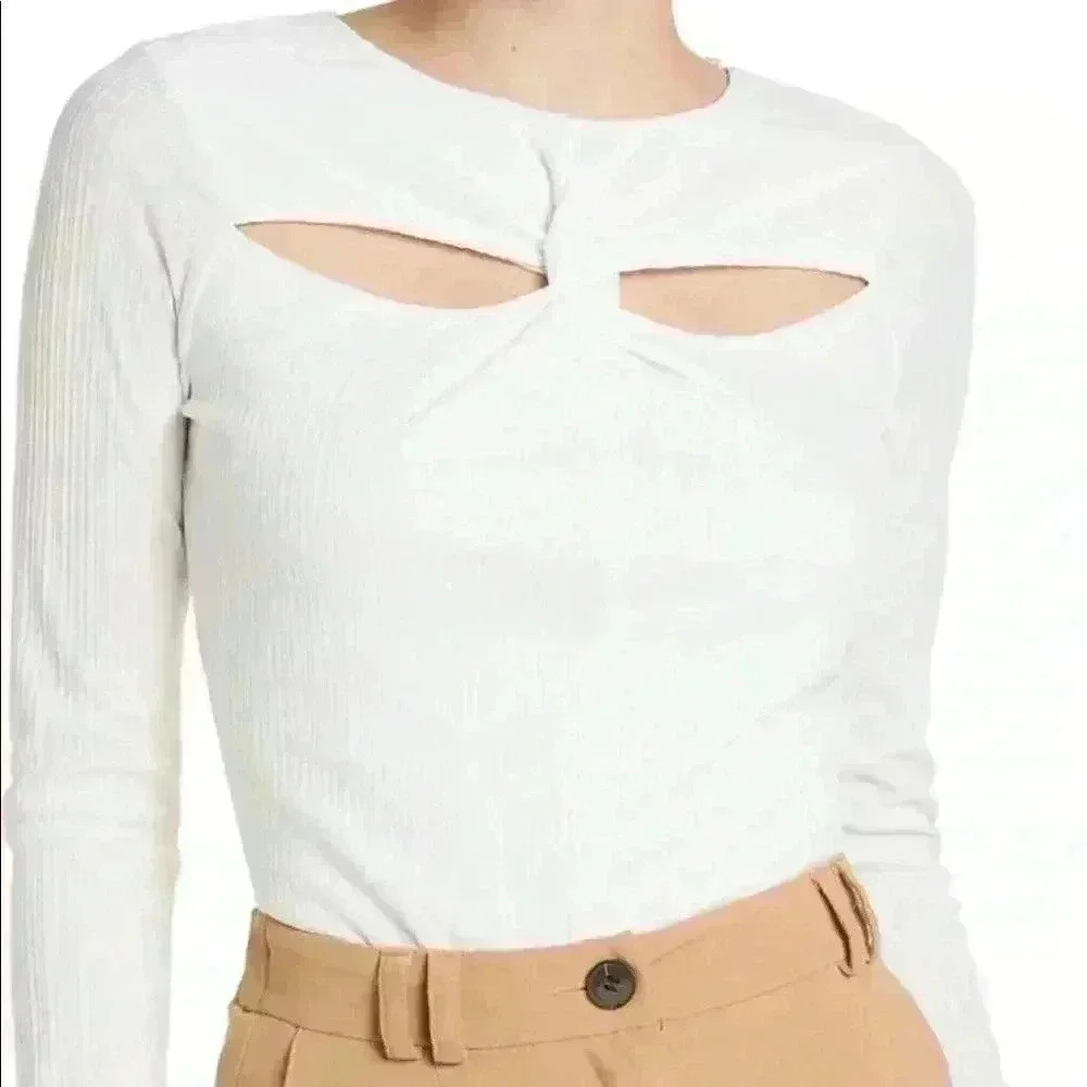 ASTR the Label Twist Cutout Bodysuit in White Size Medium NWT